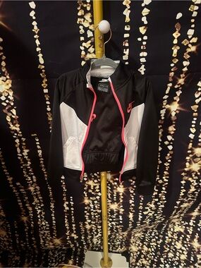 Nike Kids Black & White Track Jacket with Pink Trim